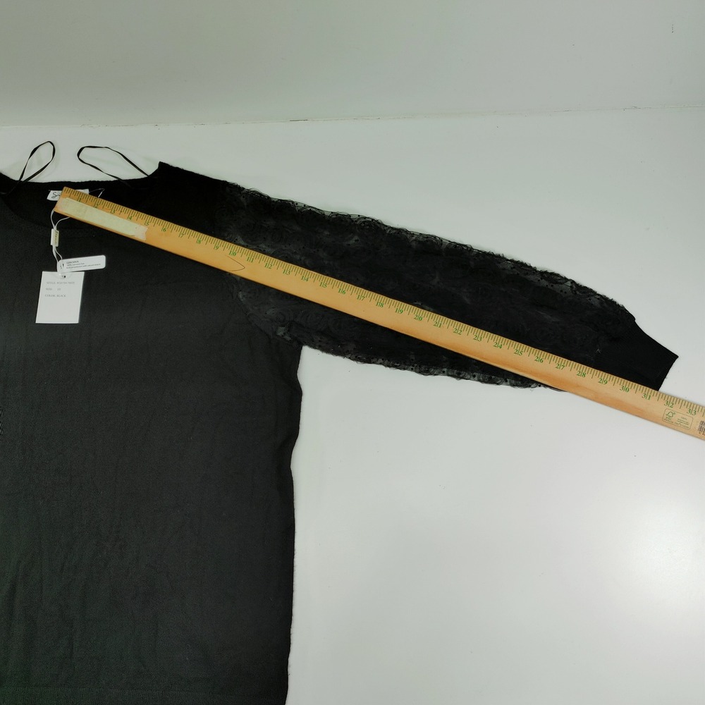 Sioni Milano Black Lace Sleeve Pullover Top Plus Size 1X New with Tags - Picture 6 of 8